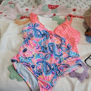 Lilly Pulitzer Pink and Blue One Piece Swimsuit